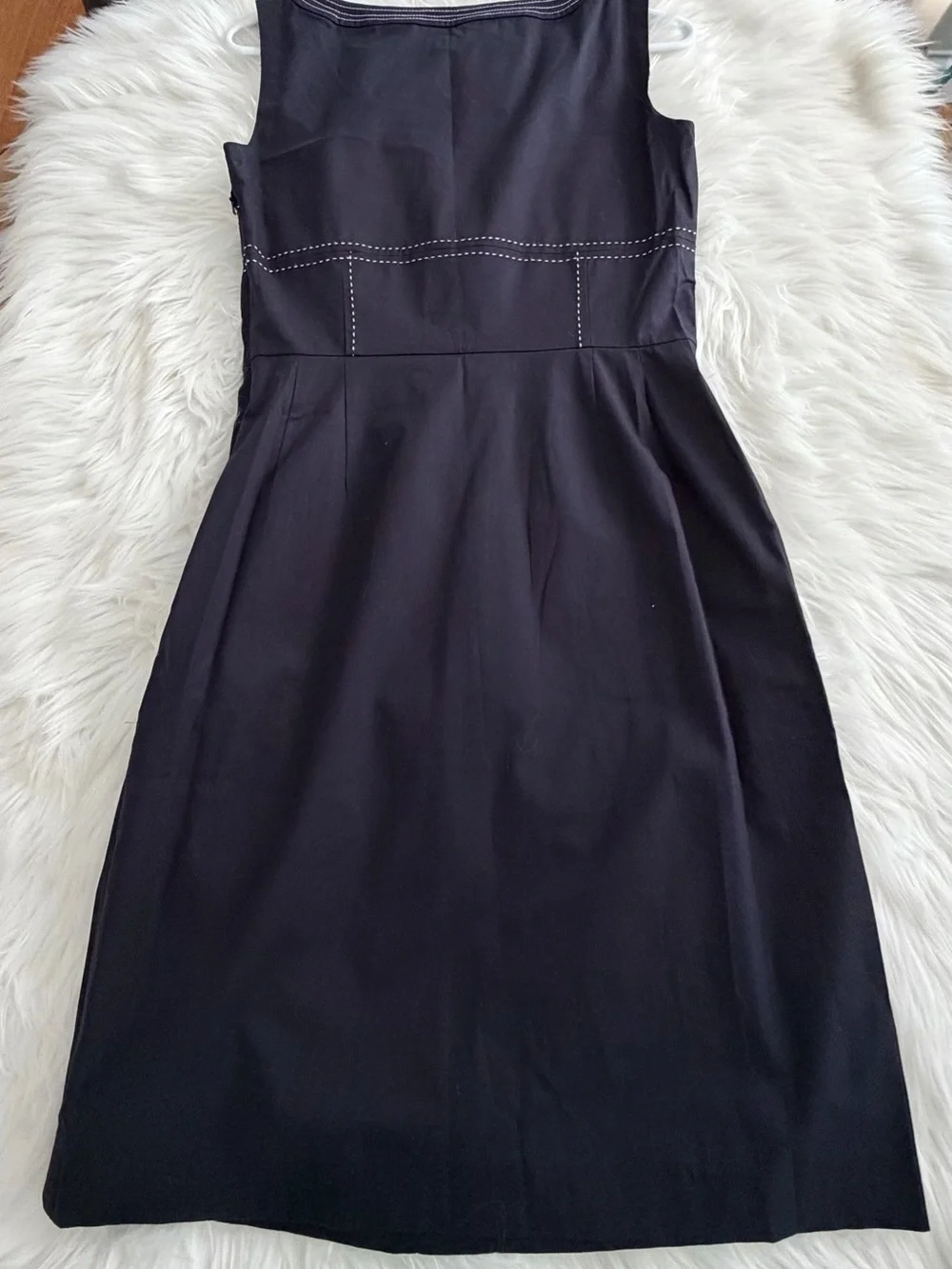Tory Burch Black Scoop-Neck Mini Dress with Contrast Stitching
